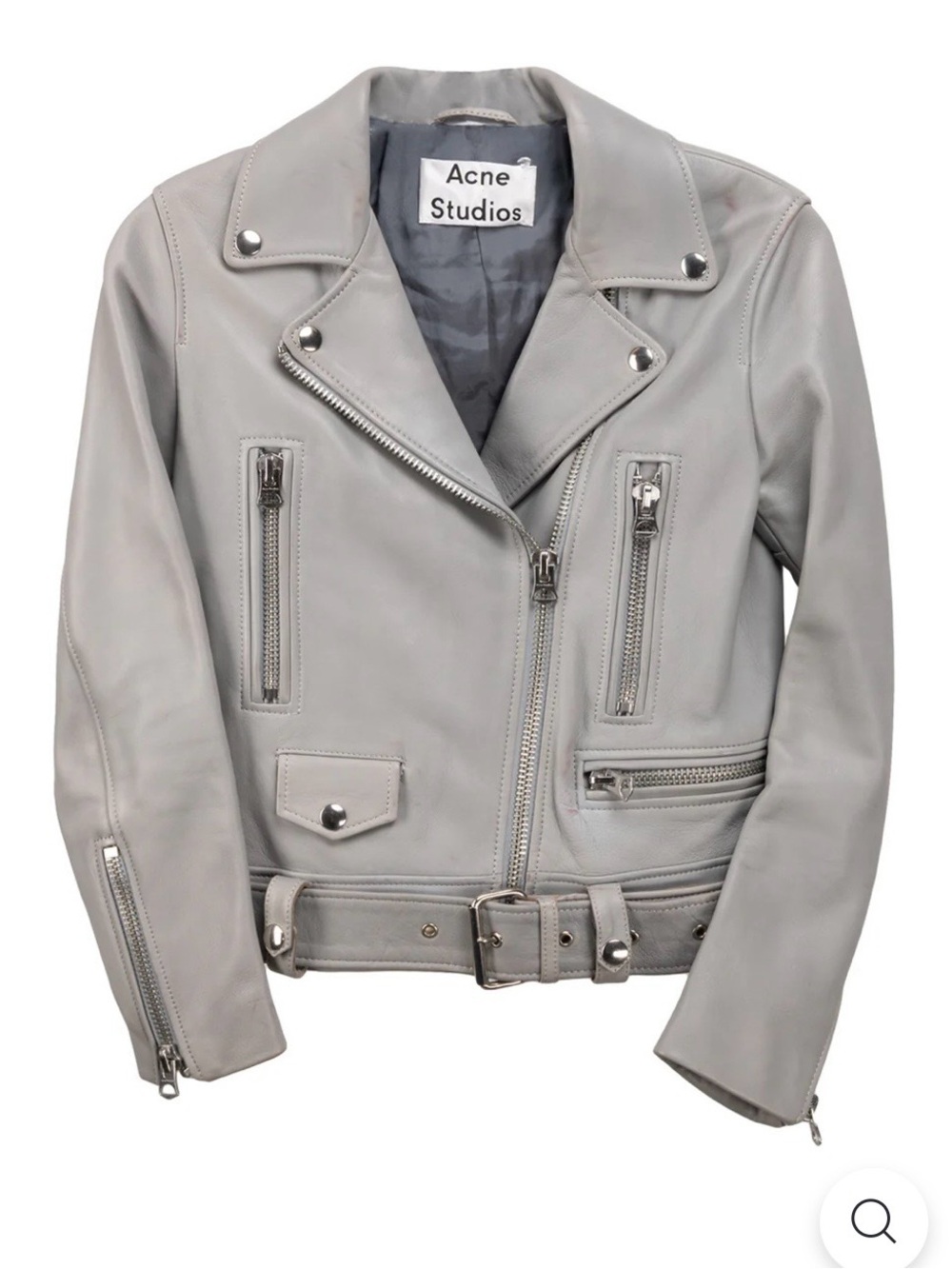 Acne Studios Light Gray Leather Moto Jacket